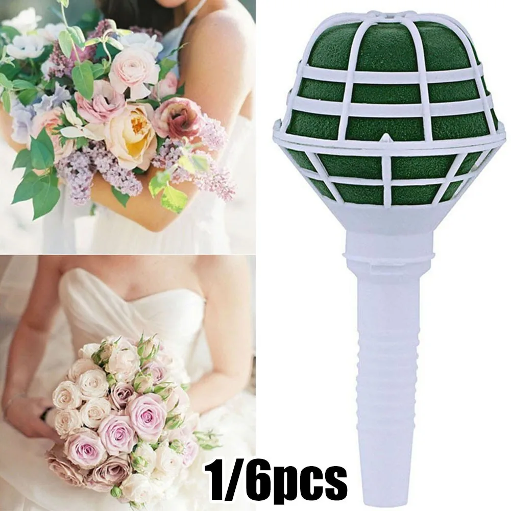 1pc/6PCS Artificial Flowers Holder Floral Foam Oasis Bouquet Posy Holder For Wedding Bridal Flower DIY-Flowers Home Decorative