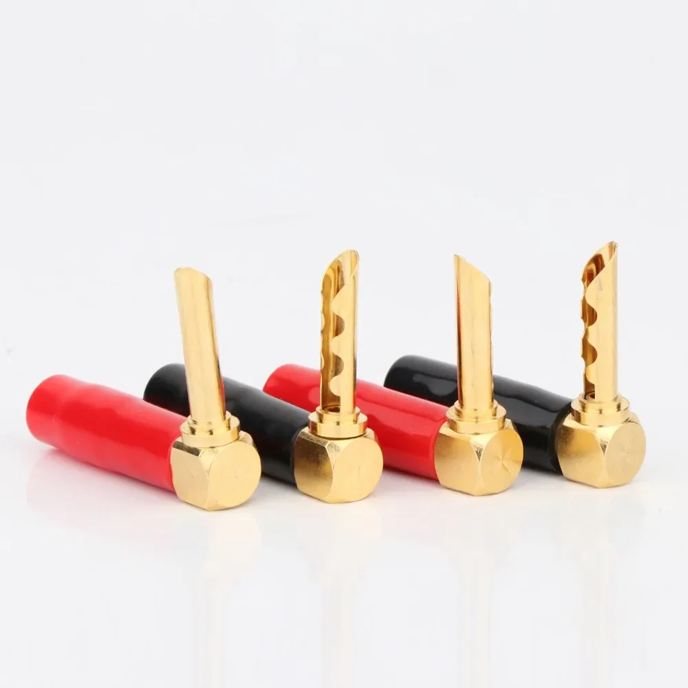 

Preffair BA1448 Gold Plated BFA Banana Plug Screw Lock Cable Wire L-Type 90 Degree Connectors Z Type Plug