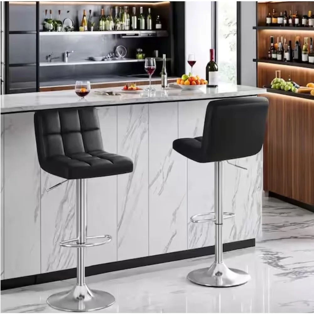 

Bar Stools Set of 2, Hydraulic Kitchen Counter Height Thickened Seat Cushion Square Island Countertop Chairs with Back