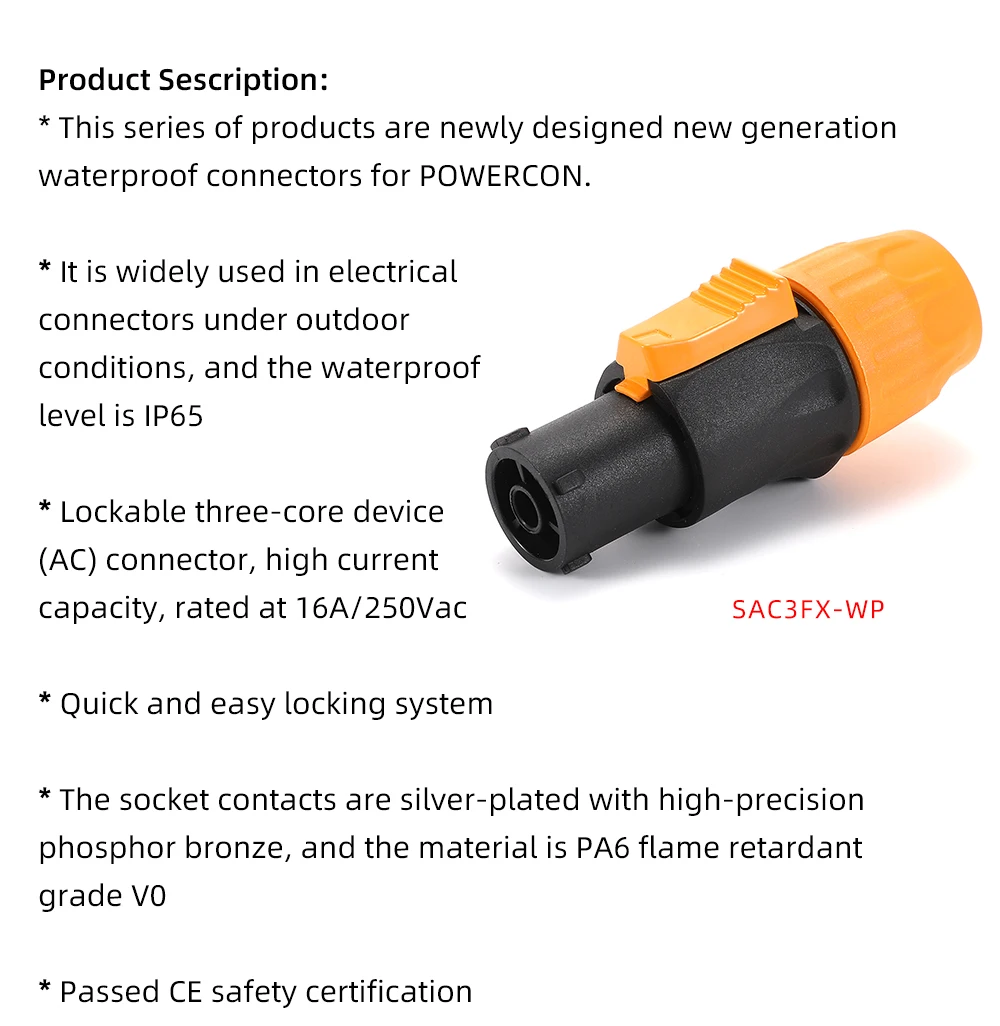 NAC3FX 16A PowerCON Aviation Steckdose Power Eingang Ausgang Adapter IP65 Für Industrielle Steuerung LED Bildschirm Licht Audio Signal ﻿ – Detail 2