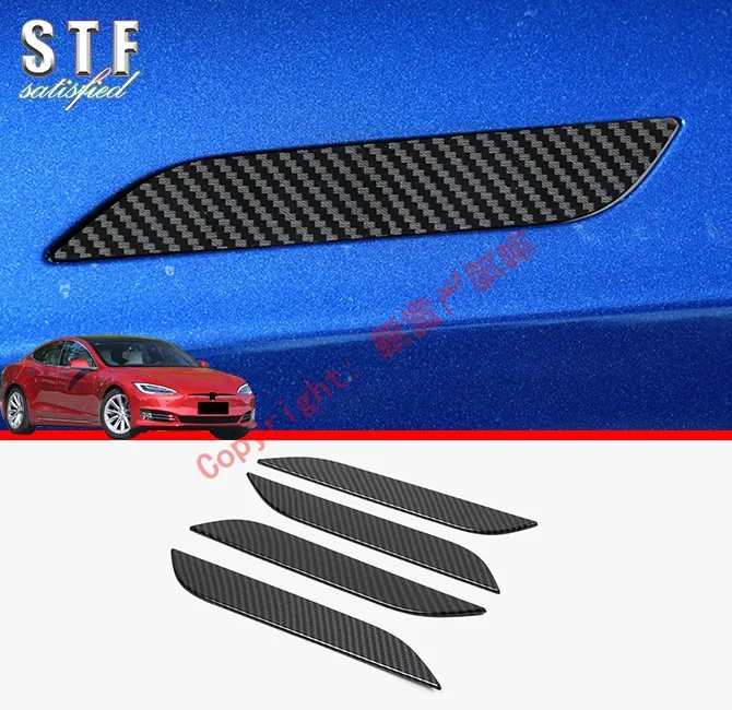 

Carbon Fiber Style Door Handle Cover Trim For Tesla Model S 2019 2020 Car Accessories Stickers W4