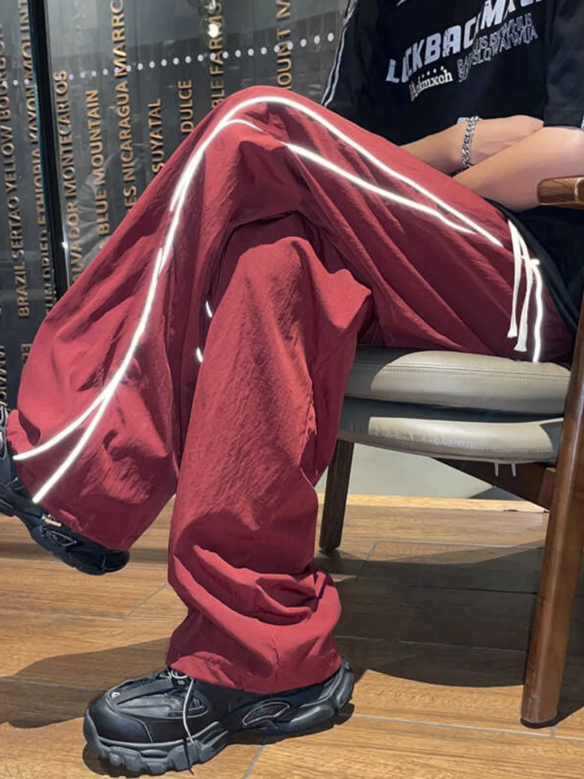 

Summer Thin Stripe Casual Pants Men's Folded Cool Qui Dry Sports Ice Silk Pants Trendy Brand Student Versatile Reflective