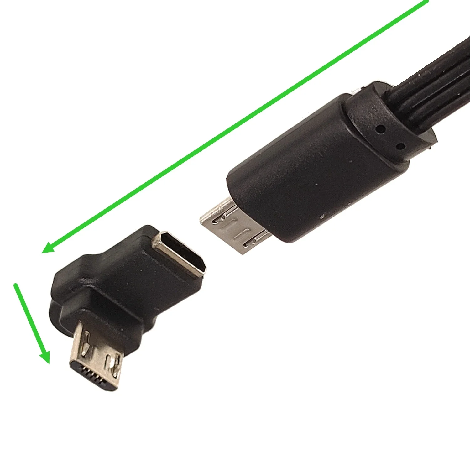 Micro USB data adapter male female USB connector, female male 5-pin Micro USB connector, left and right corners, 90 degrees