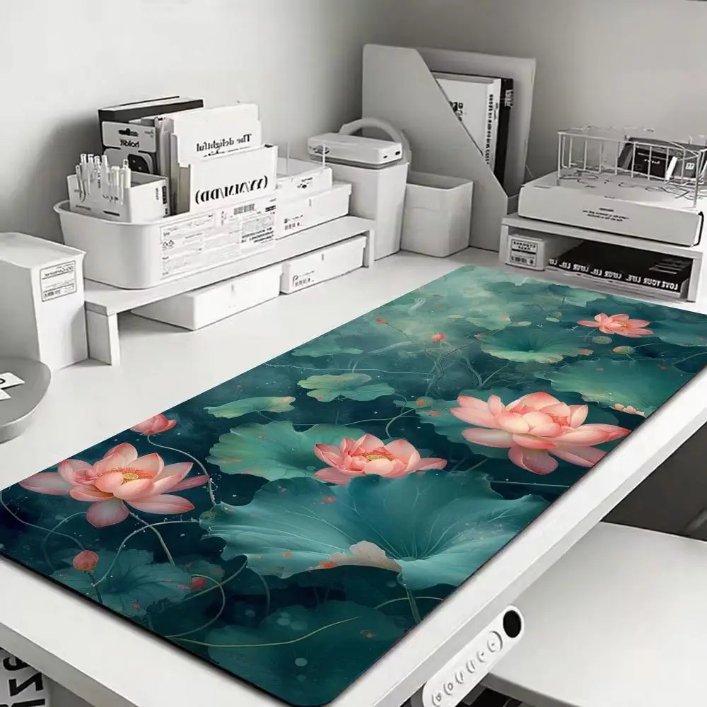 Summer lotus Mouse monitor Pad laptop Large XXL Gaming Rubber Lock Desk Mat Computer Gamers mini PC flash-sale work office