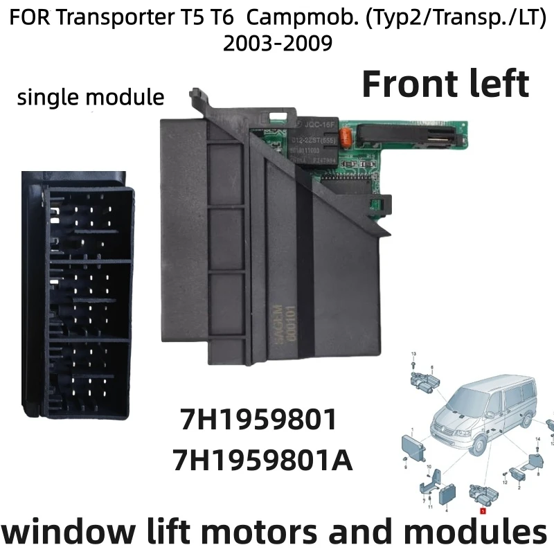 Voor VW Transporter T5 T6 Campmob Typ2/Transp.LT Raamheffermotor en modules 7H1959801 7H1959801A 7H1959802 7H1959802A Multivan