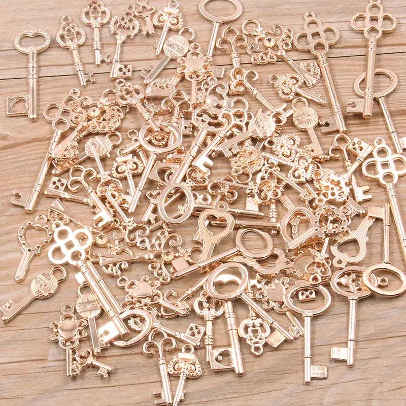 50g/pack Key Charms Bracelets Necklace Craft Metal Pendant For Jewelry Making DIY Supplies Small Business Supplies