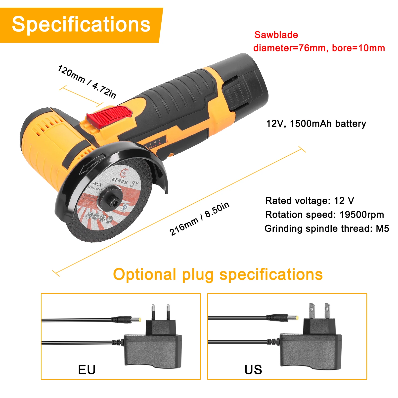 19500RPM Mini Angle Grinder Mini Household Rechargeable Cutting MachinePolishing Machine Electric Hand Grinder Polishing Machine