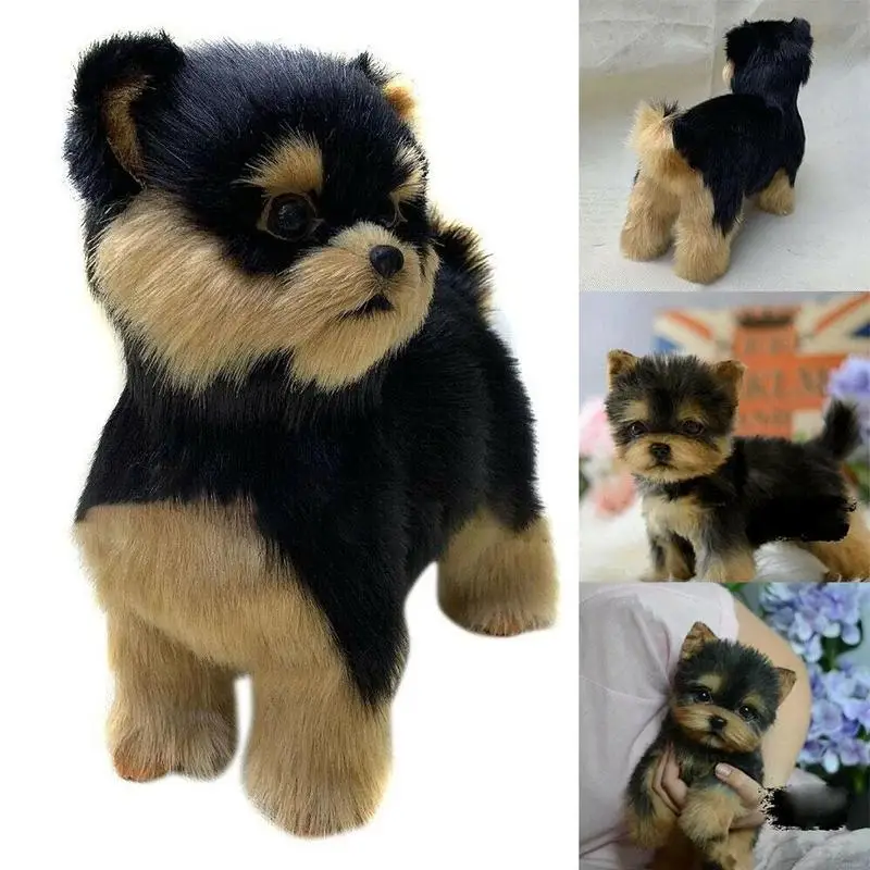 Kawaii Yorkie Dog Puppy Stuffed Teddy Dog Plush Toy Cute Dolls Kids For Children Baby Pets Gifts Simulation Birthday Fluffy Kpop