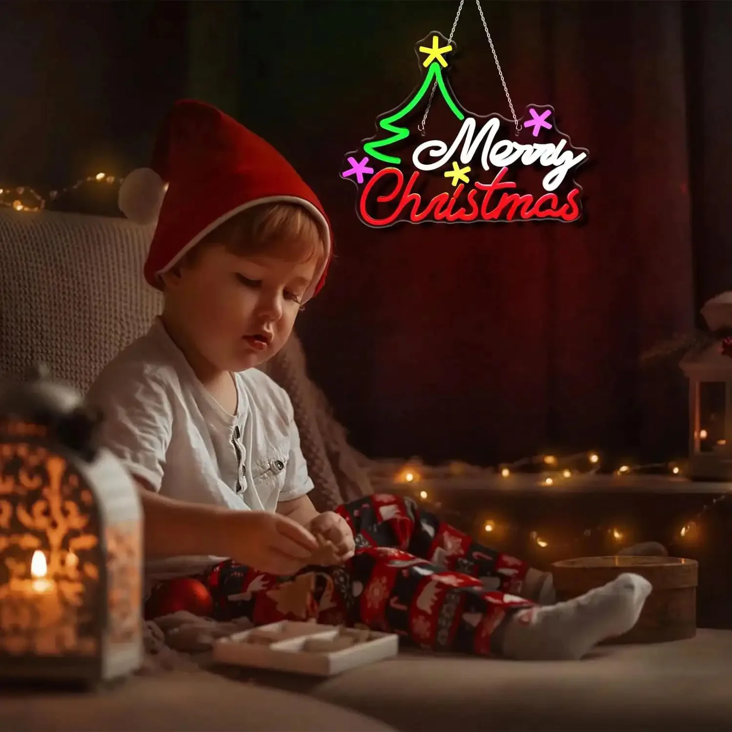 عيد ميلاد سعيد ضوء النيون تسجيل USB عكس الضوء LED النيون تسجيل لغرفة النوم غرف معيشة نادي بار رجل كهف هدايا الحفلات جدار ديكور #3