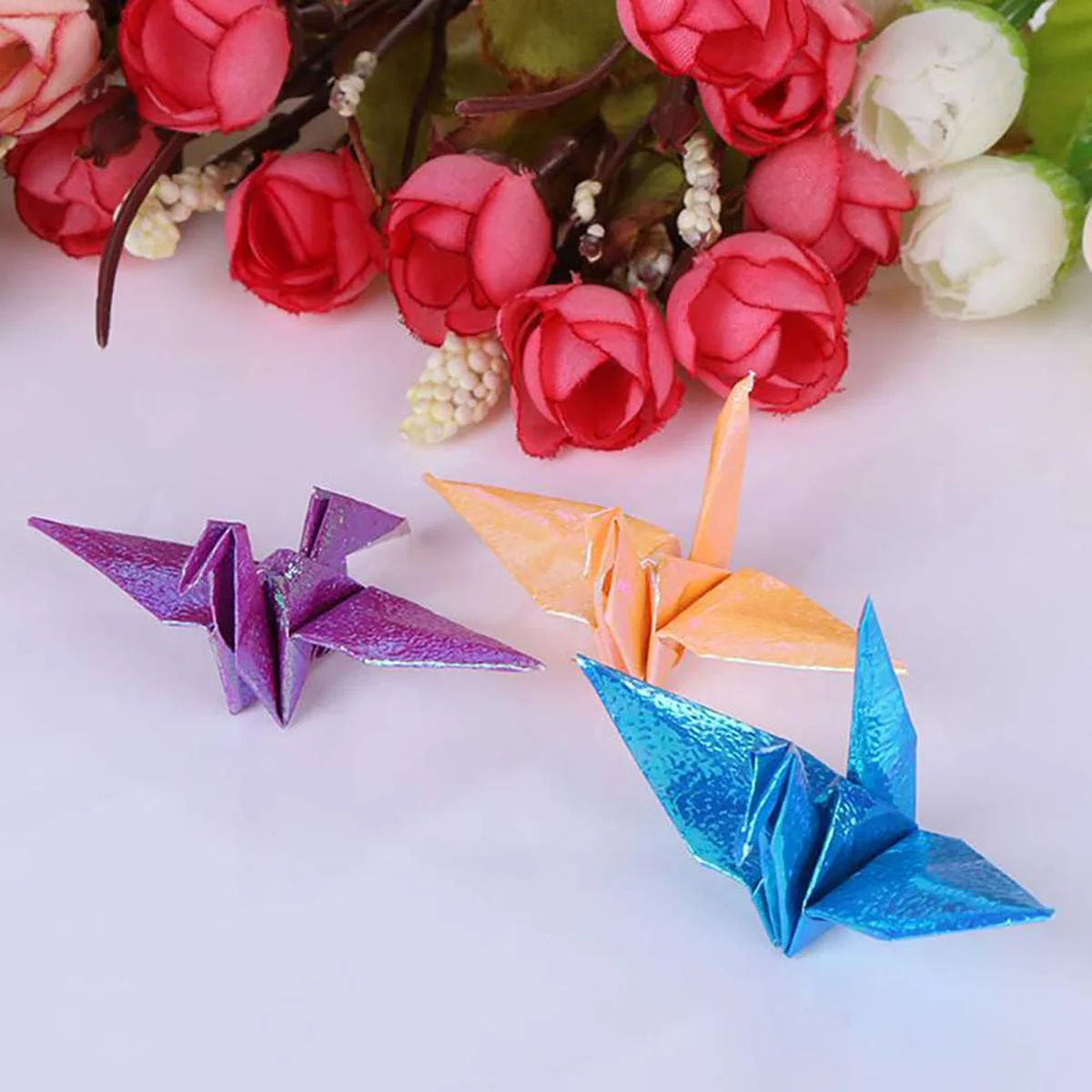 50pcs Iridescent Paper Square Shiny Folding Paper DIY Handcraft Paper for Paper Crane Paper Cuts (15cm, 10 Colors)