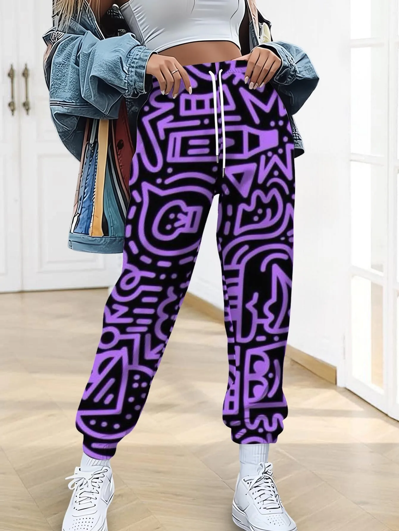 2026 autumn and winter new style street fashion casual comfortable easy-matching 3D striped pattern printed women's pants
