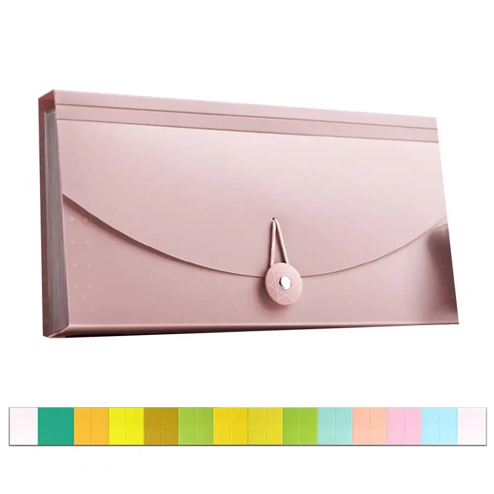 Storage Bag Receipt Organizer Expanding File Folder with Button Design for Business Coupons Cash Storage for Cards