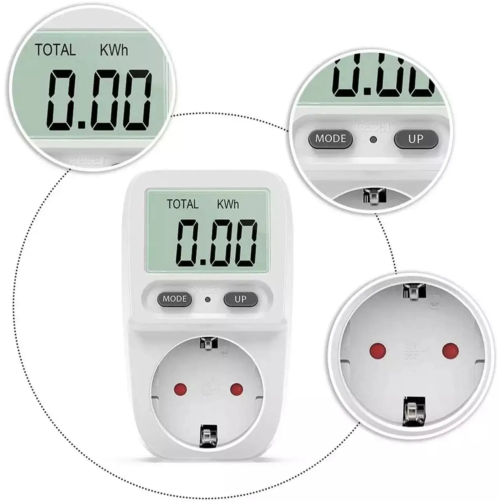 230 فولت الاتحاد الأوروبي 50 هرتز الرقمية LCD السلطة متر Wattmeter المقبس القوة الكهربائية كيلو واط ساعة مقياس الطاقة قياس المخرج الطاقة محلل