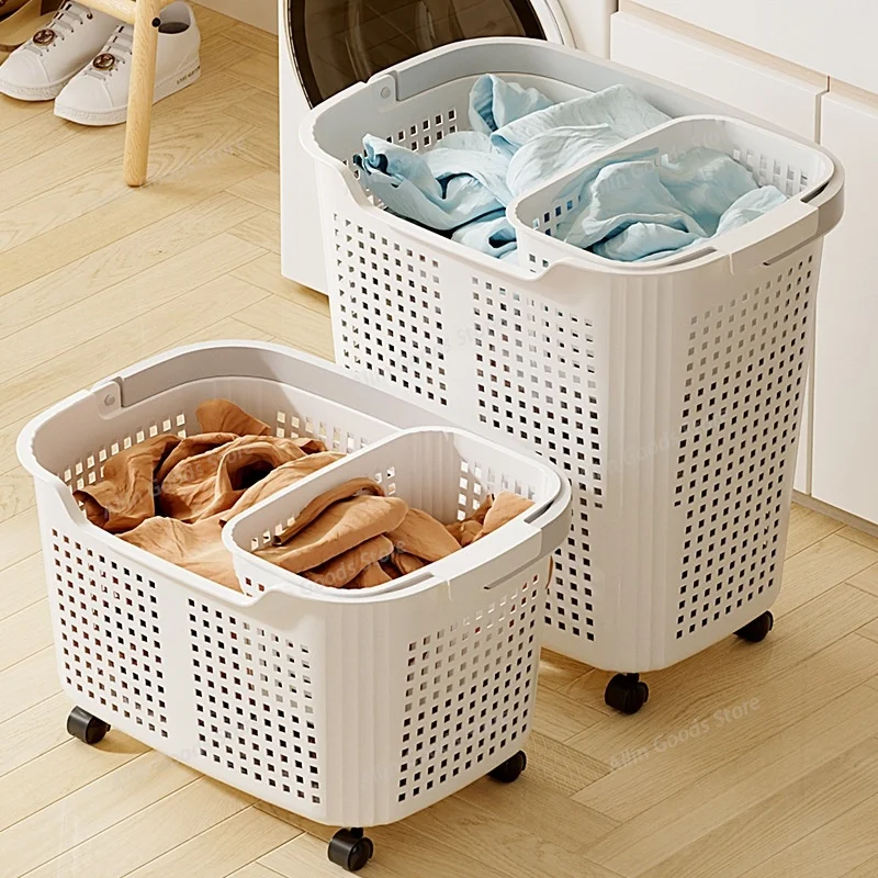 Laundry Hamper With Wheels And Lid Large Capacity Clothes Basket For Bathroom Storage Organizer For Family Kids Dorm Gift