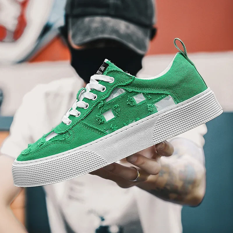 

2025 Summer New Men's Breathable Trendy Lace-Up Canvas Shoes Athletic Casual Timeless White Sneakers Versatile Canvas Plimsolls