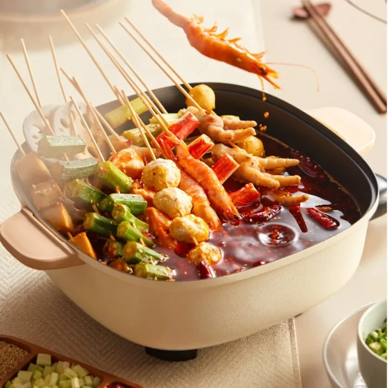 220V Electric 2 Flavor Hot Pot Non-stick Multi Cooker Single Flavor Available Electric Food Cooker Frying Pan