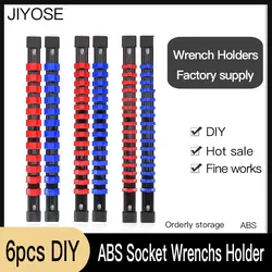 6 pçs abs socket wrenchs titular ajustável finisher 1/4 3/8 1/2 armazenamento mountable deslizante suporte de manga titular ferroviário rack ferramenta