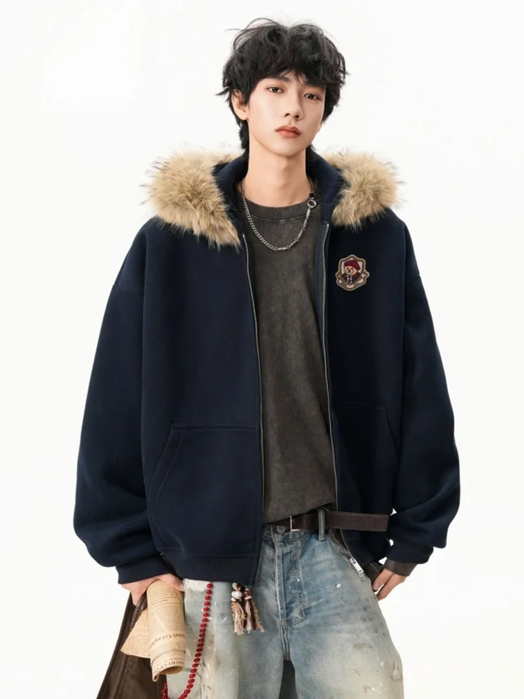 

Толстовка-кардиган Yuzhaolin с меховым воротником-ушками, свободного кроя, на молнии, осенне-зимняя модная верхняя одежда