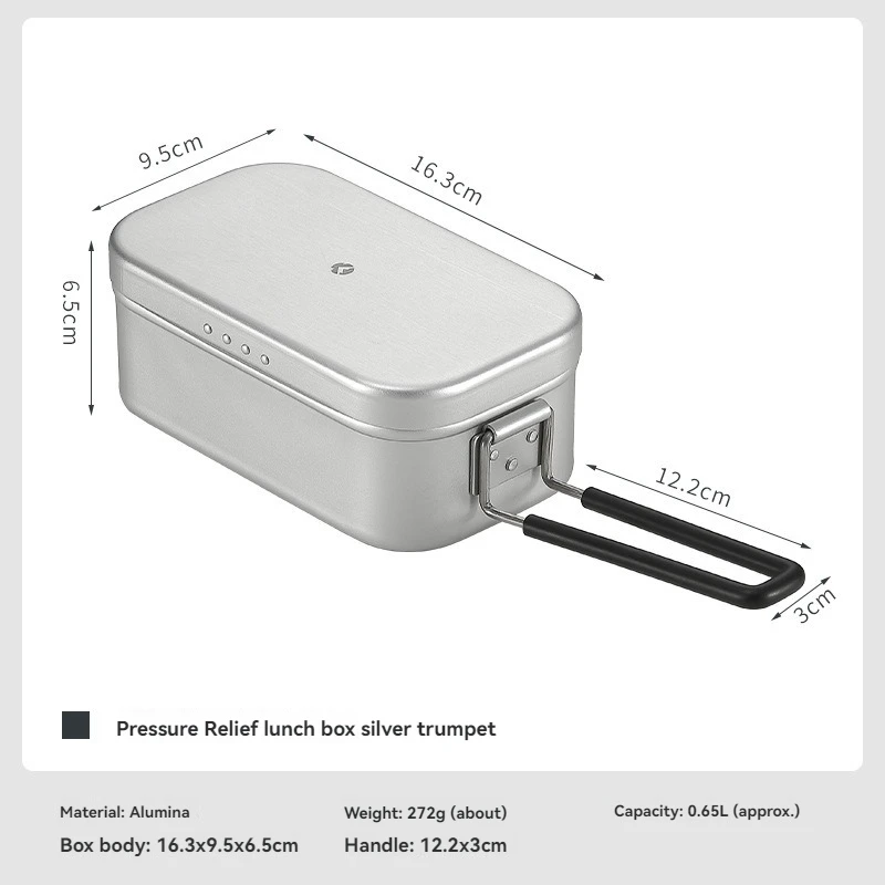 CAMPINGMOON S-1609 Small Outdoor Cookware Portable Picnic Bento Box Camping Pressure Relief Stewed Rice Aluminum Lunch Box view 6