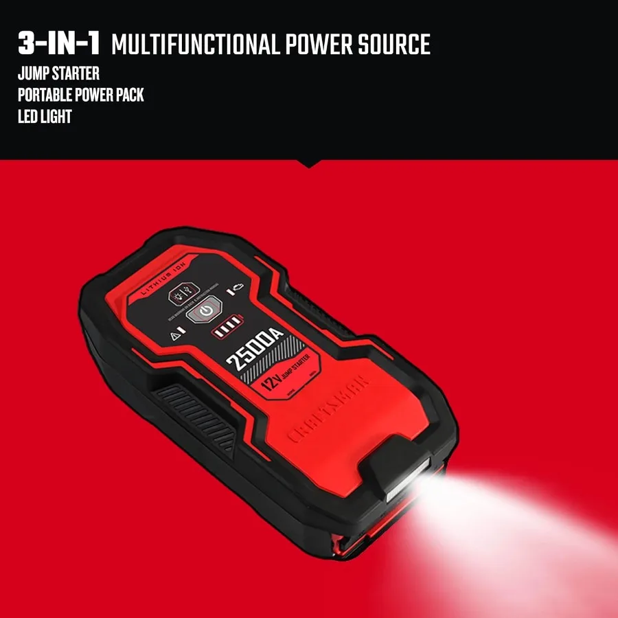 3in1 ليثيوم الانتقال كاتب وحزمة الطاقة المحمولة مع منفذ USB 2.4 أمبير وإضاءة LED مدمجة 2500 أمبير الذروة الحالية 12 فولت Ou #4