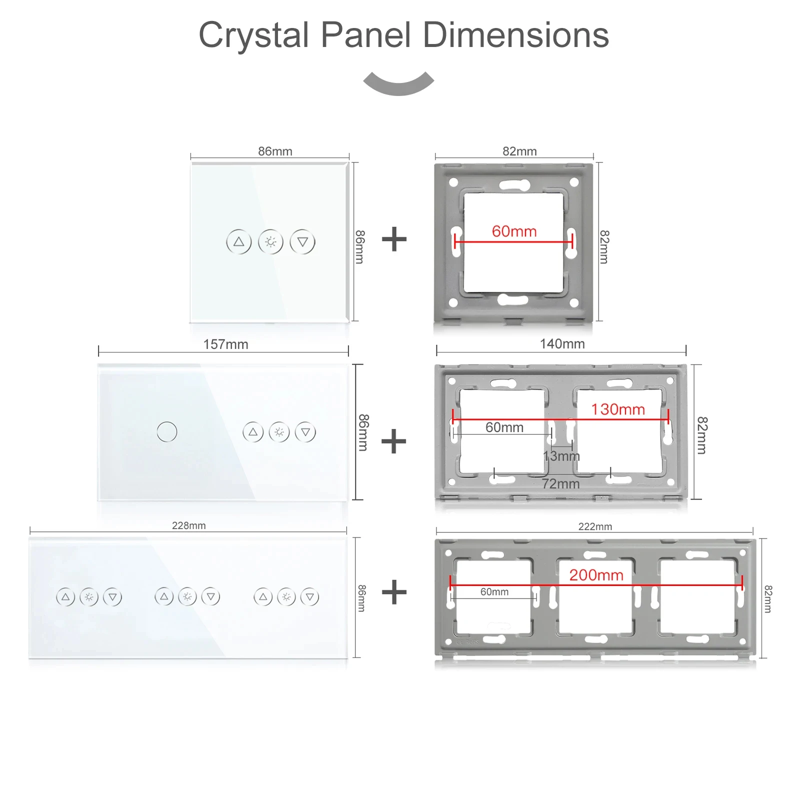 BSEED Wifi Dimmer Wall Light Switch 1/2/3Gang Smart Touch Switch Function Base Glass Front Panel DIY Parts Free Combination