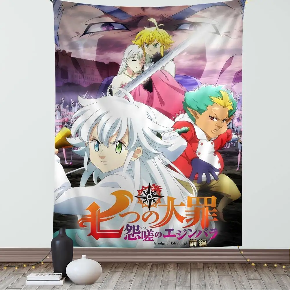 الخطايا السبع المميتة المعلقة نسيج البوهيمي اليابانية قماش مزخرف جداري أنيمي Kawaii ديكور الغرفة #6