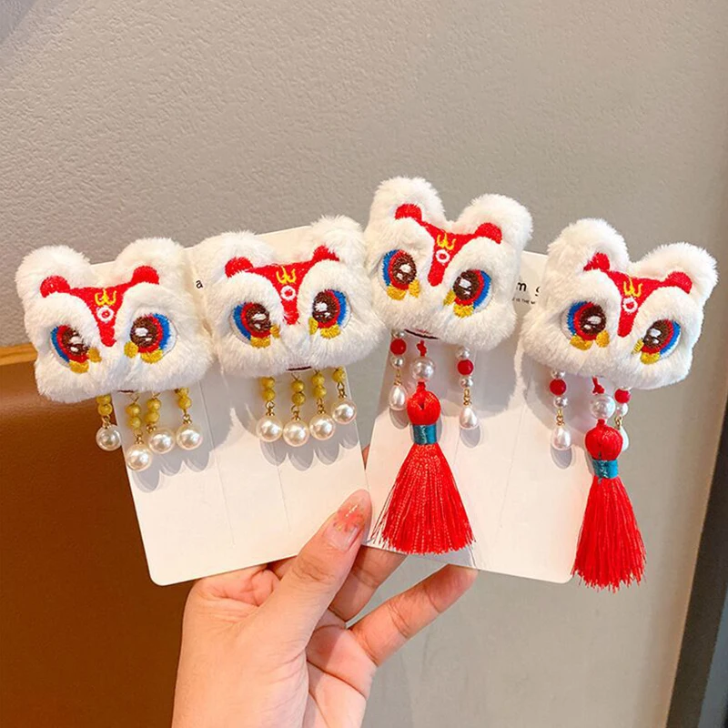 

Chinese New Year Red Hair Clips Headwear Girl’s Chinese Ancient Style Hairclip Jewelry