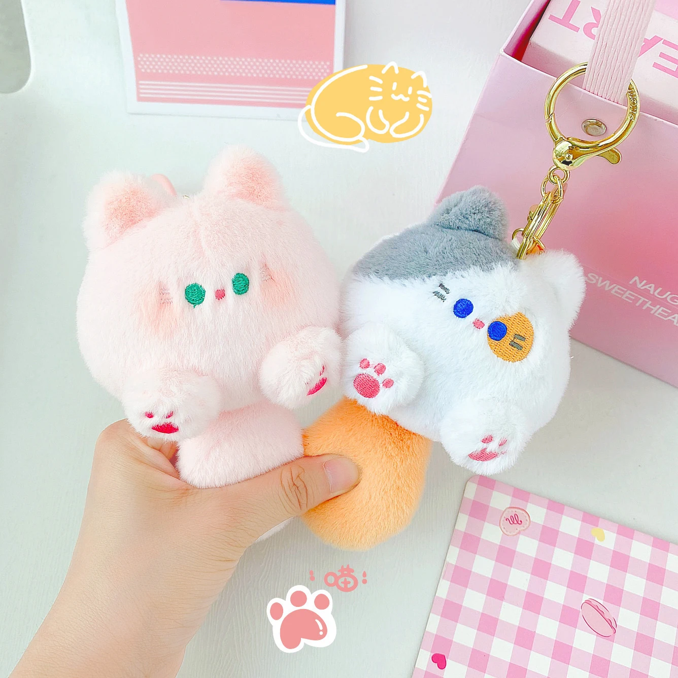 Nuovo BIBI chiamato gatto peluche ciondolo bambola Anime cartone animato animale riempimento bambola zaino ciondolo portachiavi regalo di festa di compleanno