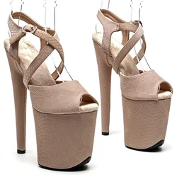 Leecabe 20cm/ 8 pollici Snake PU tomaia piccola piattaforma open toe sandali con tacco alto scarpe da pole dance