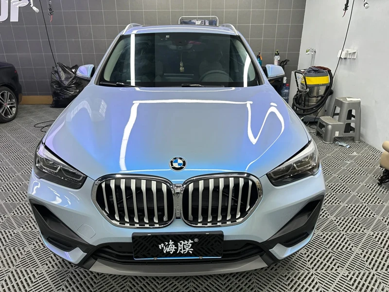 Gloss Candy Chameleon Vinyl Wrap Film Grey to Blue Color Shift Adhesive Vehicle Car Decal Wrapping With Air Release