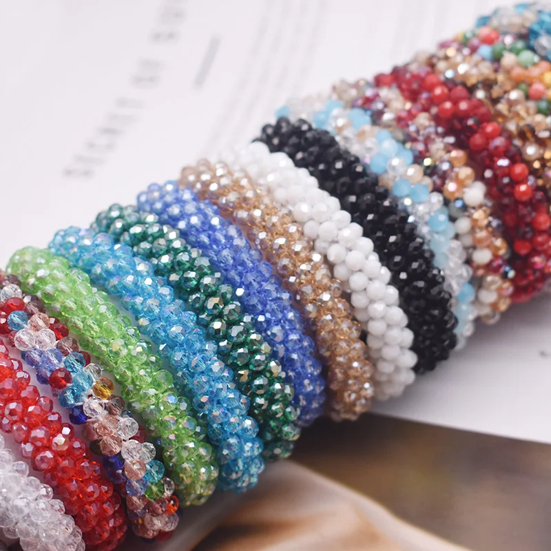 التدرج اللون العصرية حبة سوار مطاطا اليدوية ستراند أساور للنساء هدية جديدة الشعر التبعي الزجاج الخرز سوار