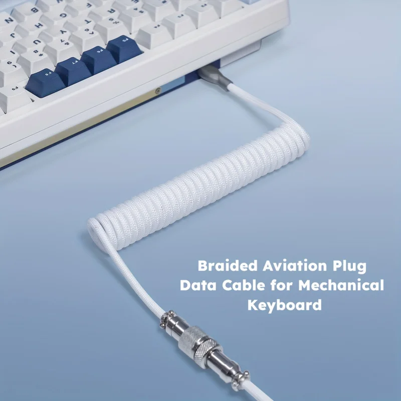 60inch Mechanical Keyboard Flight Cable USB-A to Type-C Braided Aerial Plug Data Cable Custom Winded USB A Cable for Mechanical.