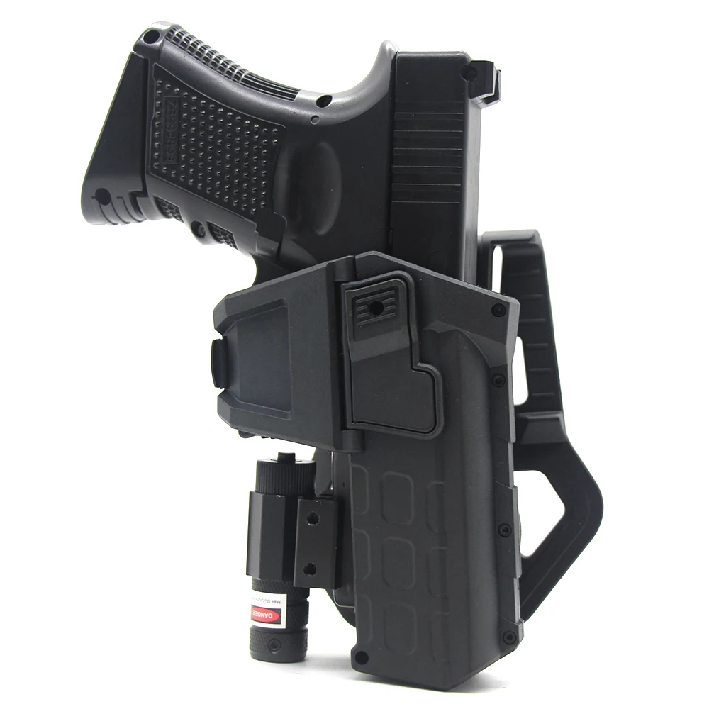 

Tactical Movable Holsters for Glock 17 with Flashlight or Laser Mount Right Hand Waist Belt Holster with Safety Lock