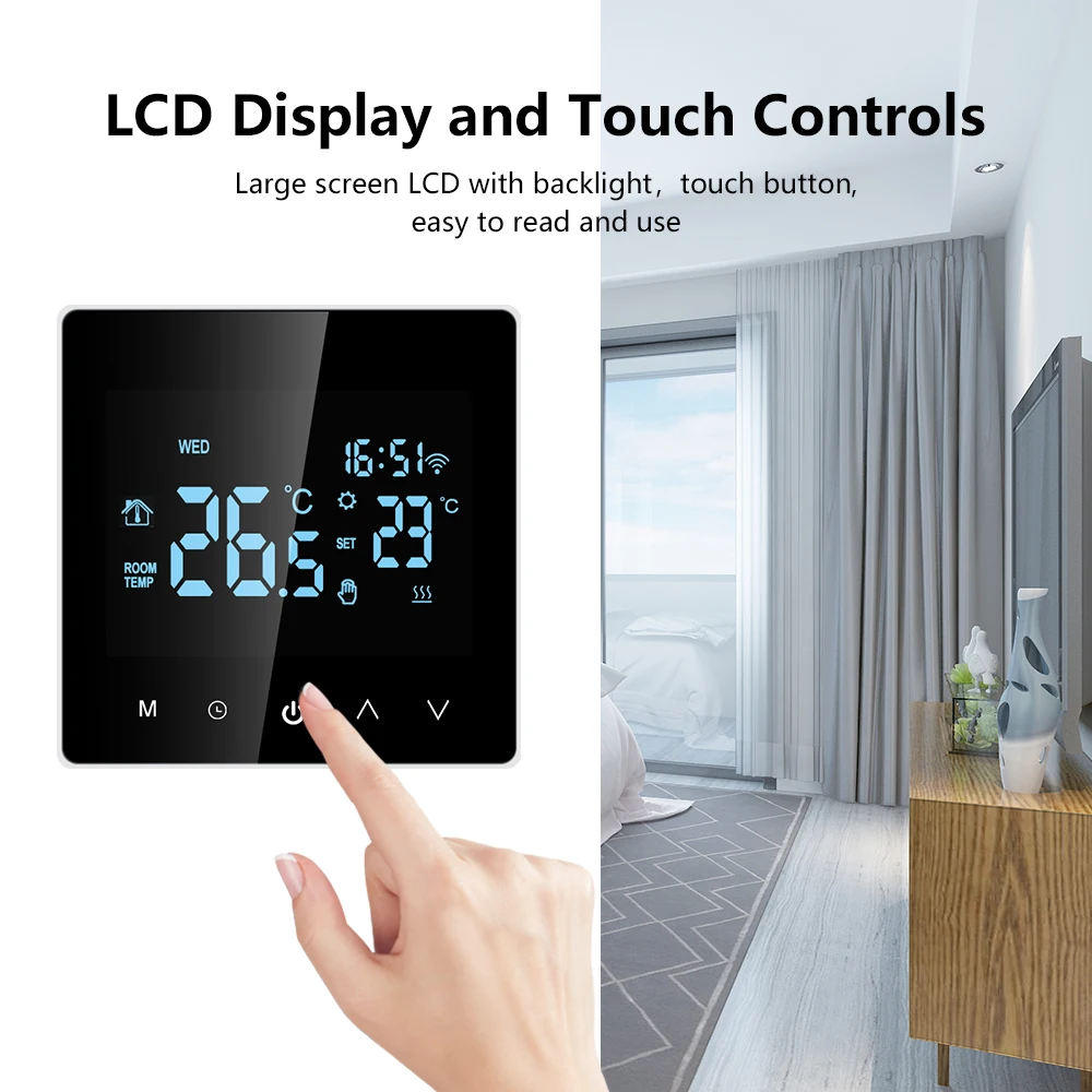 Tuya Smart Life Wifi Thermostat Electric Floor Heating Water/Gas Boiler LCD Touch Thermostat Temperature Control Google Alexa