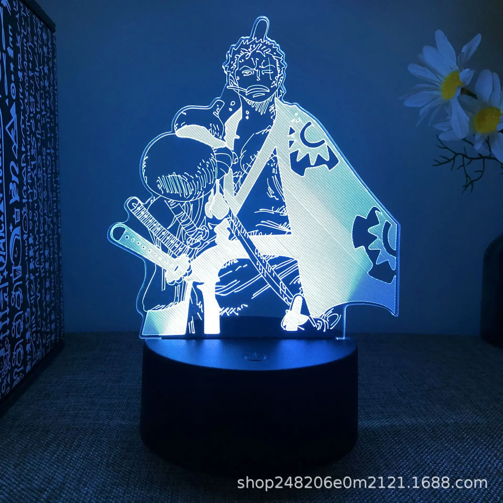 

Цельный аниме-мультфильм Зоро Луффи Нами, прикроватная лампа для спальни, 3D ночник, окружающий свет, меняющий цвет, игрушки, орнамент, рождественский подарок