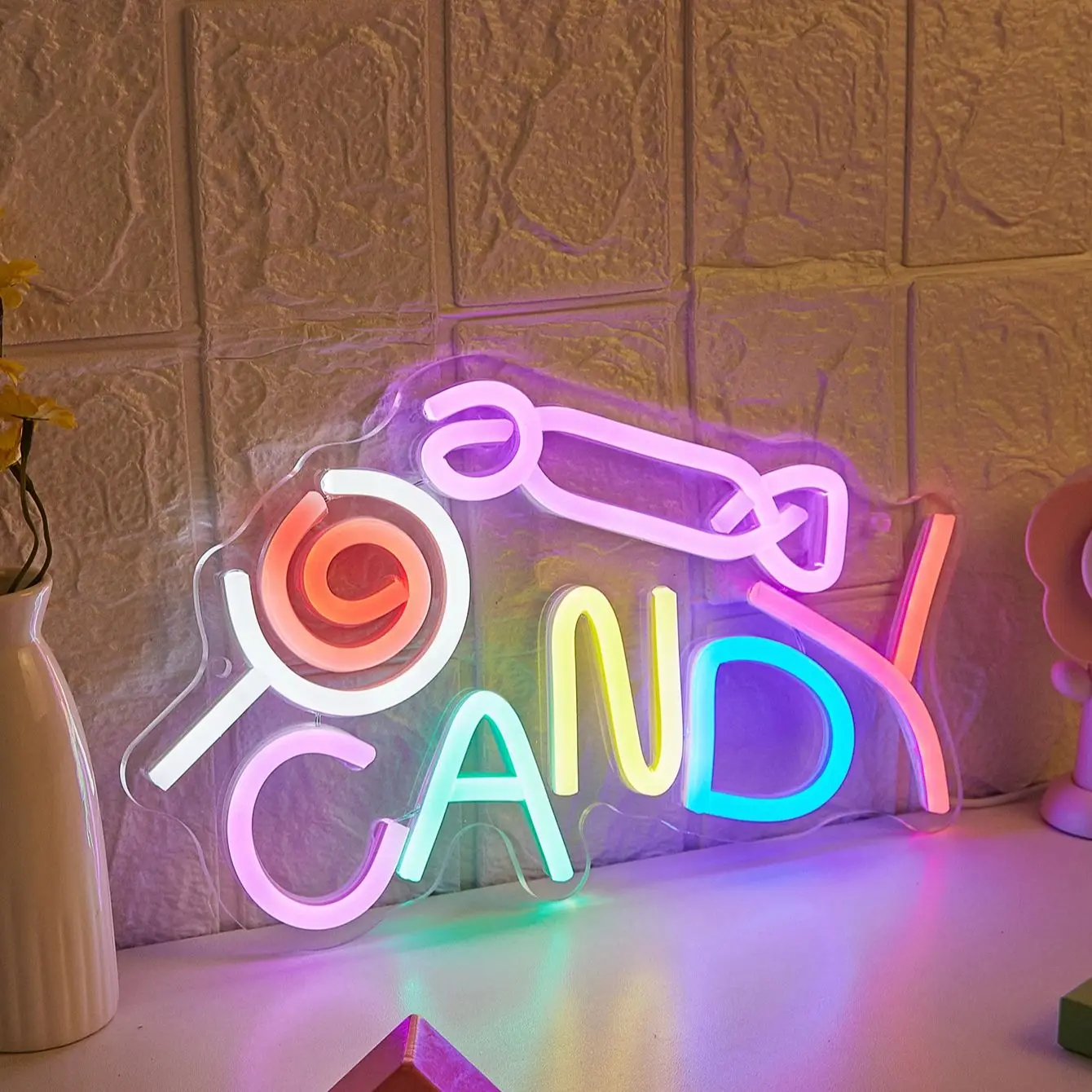 تشي شراء LED النيون الحلوى USB بالطاقة النيون علامات مصباح ديكور علامات هدية عيد ميلاد جدار الفن لغرفة النوم بار متجر #6