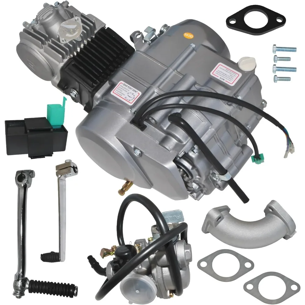 

4-тактный карбюратор 125CC с воздушным охлаждением, комплект мотоциклетного двигателя с 4-скоростной трансмиссией