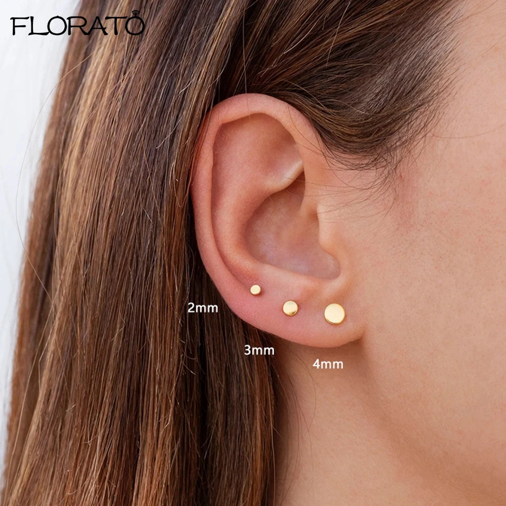 2/3/4mm Round Small Earrings 925 Sterling Silver Needle Fashion Gold Color Stud Earrings 2023 Party Trend Piercing Jewelry Gift