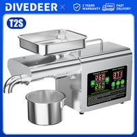 DIVEDEER T2S Oil Press Machine Automatic Rapeseed Sesame Peanut Stainless Steel Cold Hot Pressing 40-300°C Temperature Control