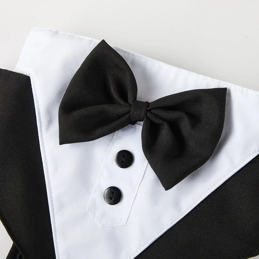 Gentleman Dog Clothes Wedding Party Suit Formal Shirt For Small Dogs Bowtie Tuxedo Puppy Costume Pet