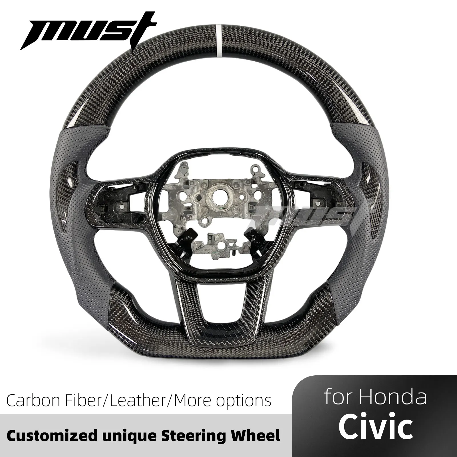 For Honda 11th Gen Civic Si Type-R FL5 Accord CR-V for Acura Integra 2022-2026 Customized Real Carbon Fiber Steering Wheel