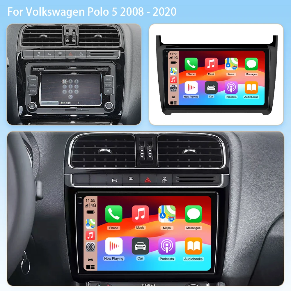 Car Multimedia For VW Volkswagen POLO 5 2008-2017 Vento Wireless Carplay Android 16 Auto Car Radio Stereo DSP 4G WIFI 2K QLED