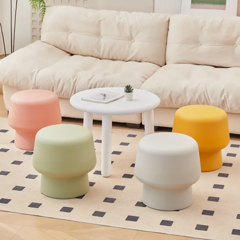 

Low Stool Home Simple Doorway Shoe Changing Stool Living Room Sofa Mushroom Stool Cream Style Coffee Table