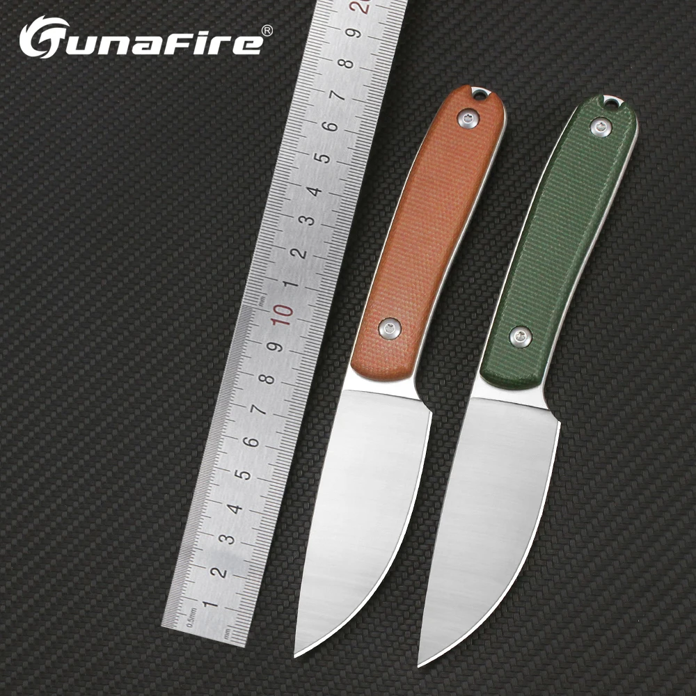 Tunafire Military Hunting Knives 14C28N Steel Fixed Blade Knife Outdoor Camping Multipurpose Small Straight Knife with K sheath