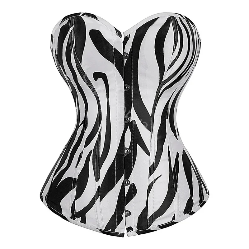 

Corset Top Sexy Women Bustier Overbust Print Zebra Graffiti Color Matching Lingerie Vintage Plus Size Burlesque Halloween Femme