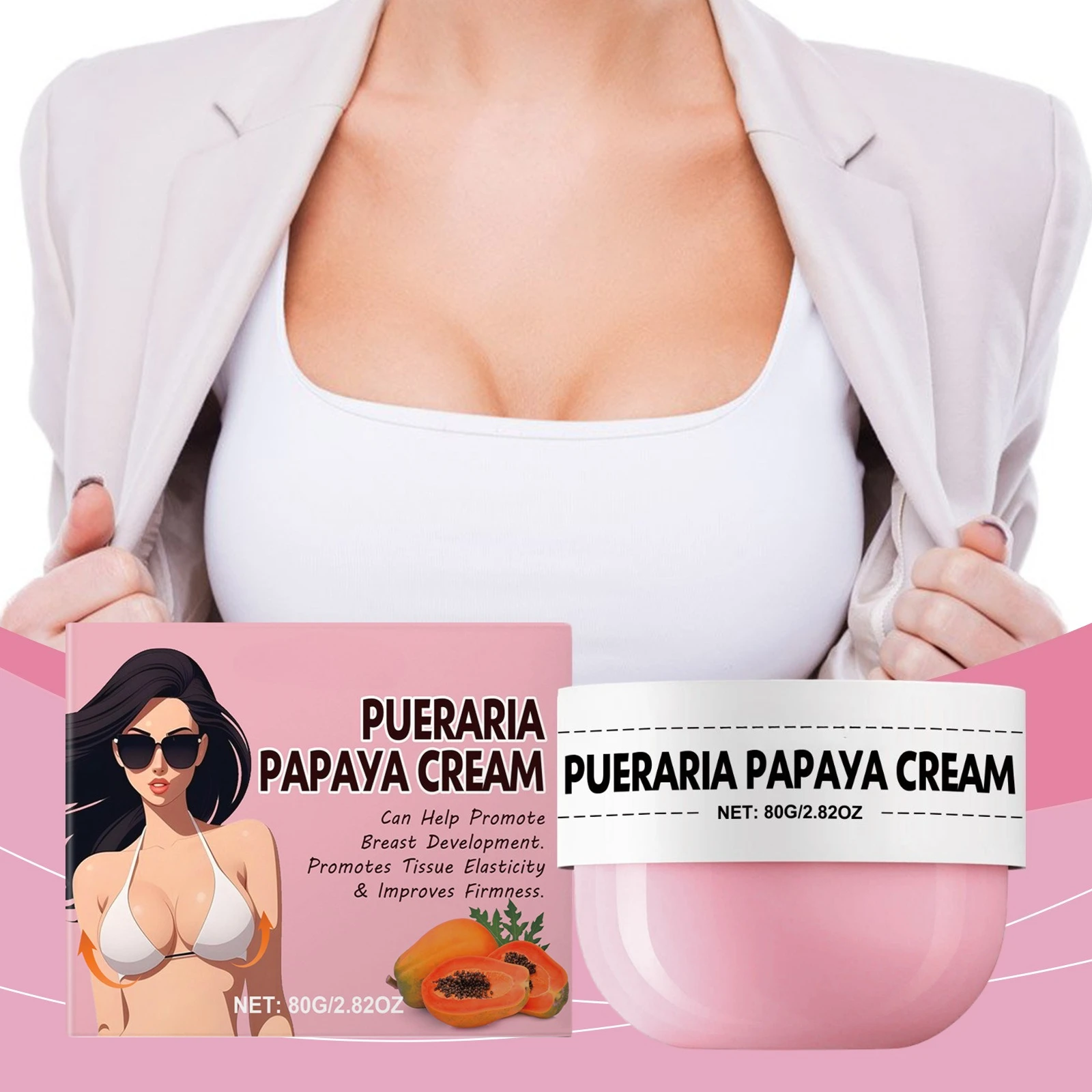 

80g Pueraria Papaya Breast Cream Fast Growth Lifting Firming Massage Increase Breast Elasticity Moisturizing breast Care