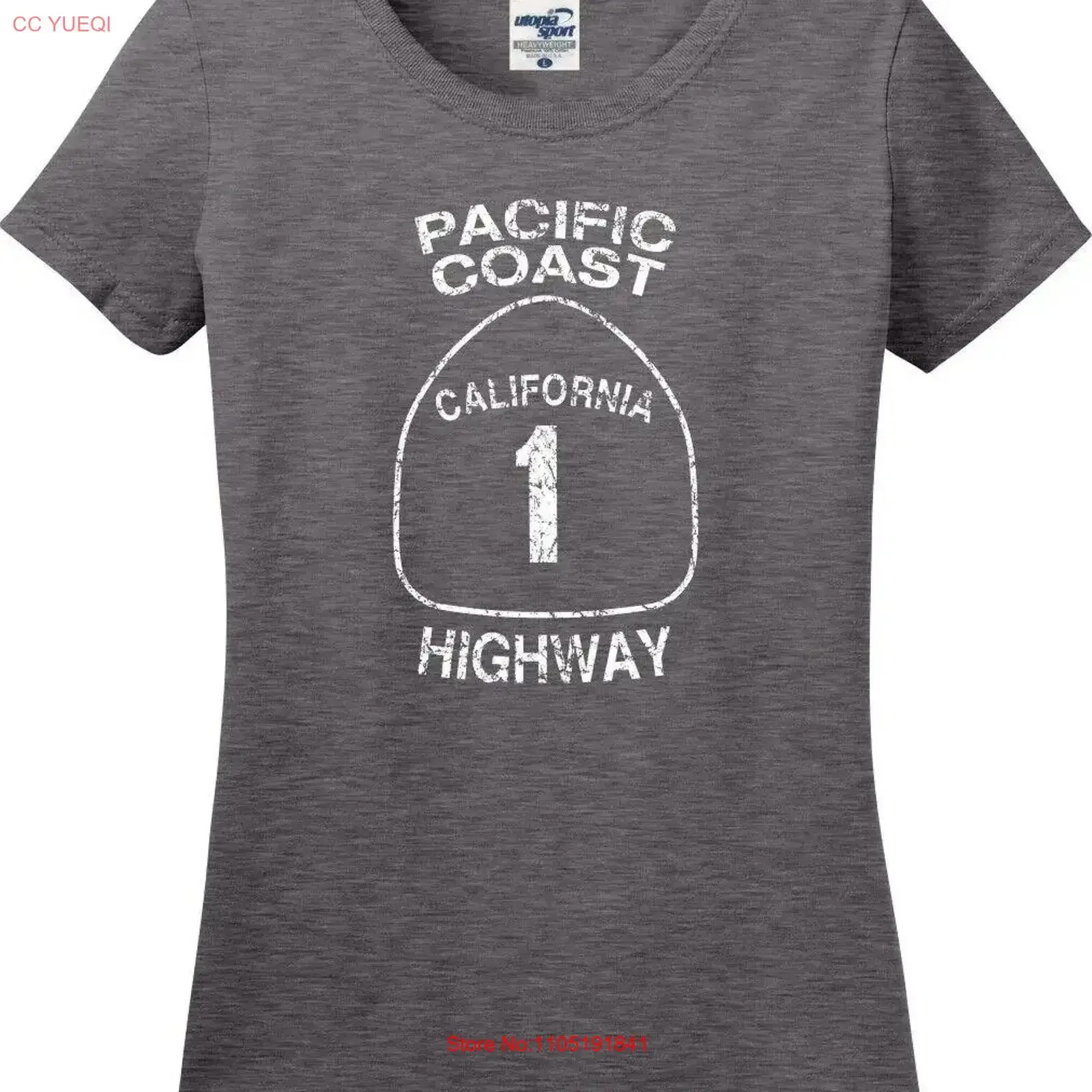 California Pacific Coast Highway State Route 1 Missy Fit Ladies T Shirt S 3X vintage Washed Unisex Slightly graphic streetwear
