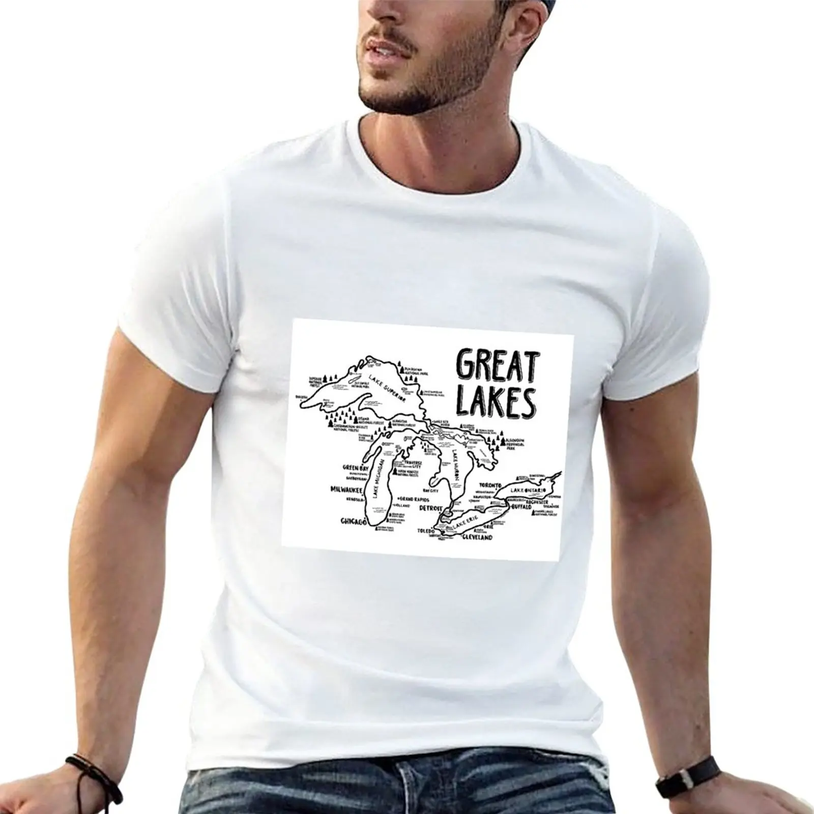 New Great Lakes Map T-Shirt funny t shirts boys t shirts Men's t-shirts