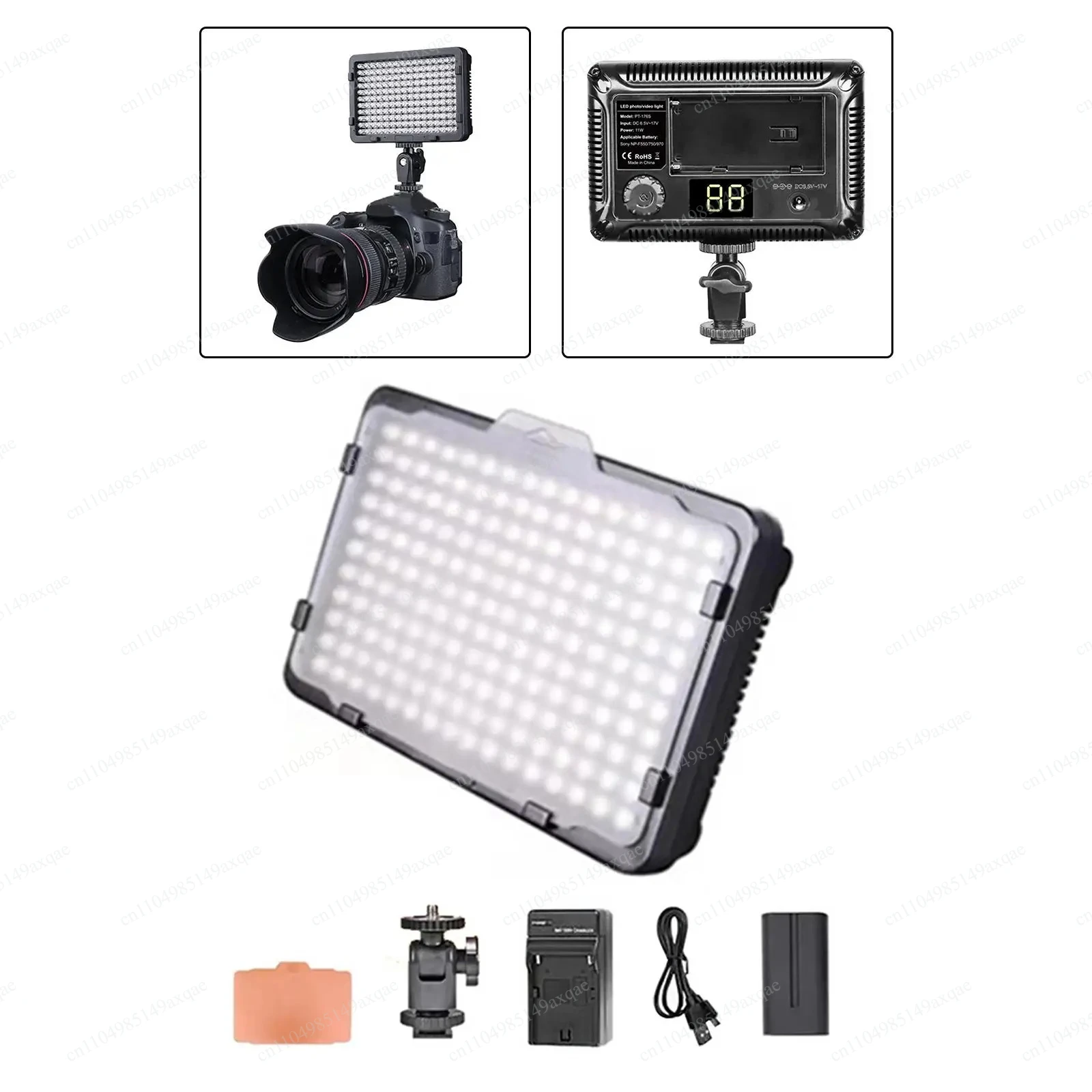 176 pcs LED Light for DSLR Camera Camcorder Continuous Light, Battery and USB Charger, Carry Case Photography Photo Video Studio