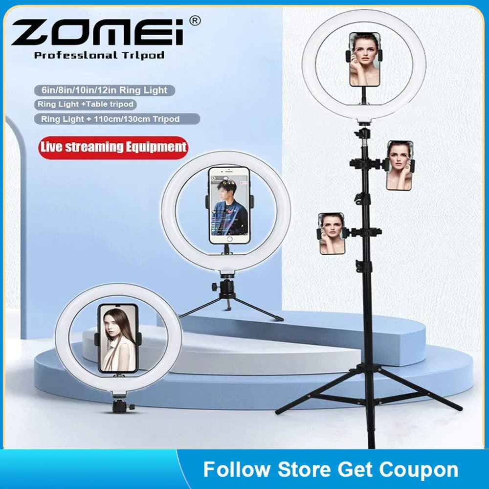 

ZOMEI Photo Ringlight Led Selfie Ring Light Portable Selfie Stick Tripod RGB Lamp Photography Lighting with 110cm Stand Holder